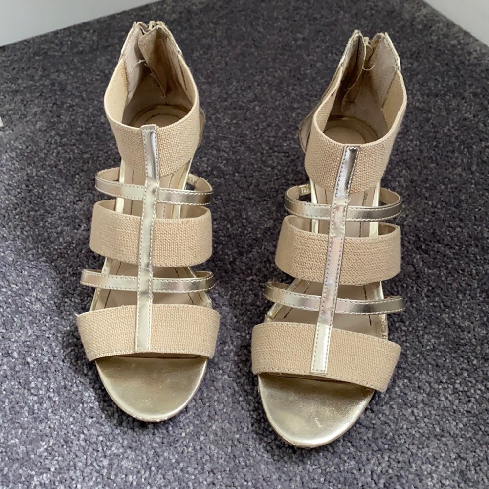 Ellen Tracy Champagne Wedges